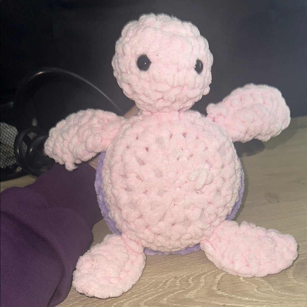 Crocheted- Pink and Purple Plush Turtle Toy!